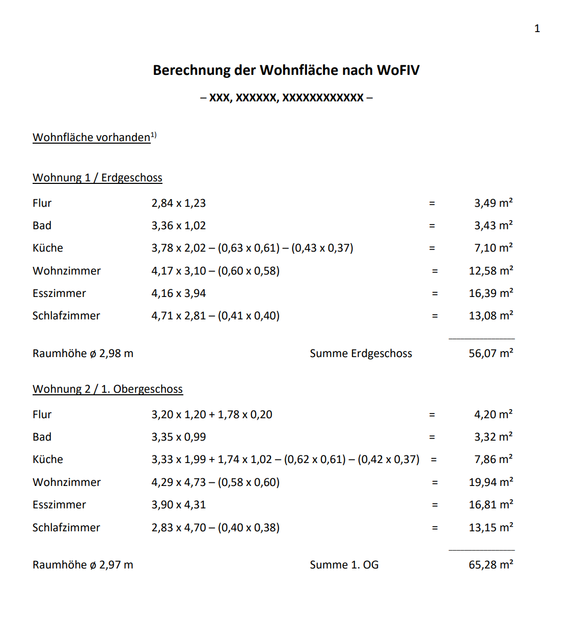 Foto Hier Muster Wohnflächenberechnung herunterladen: